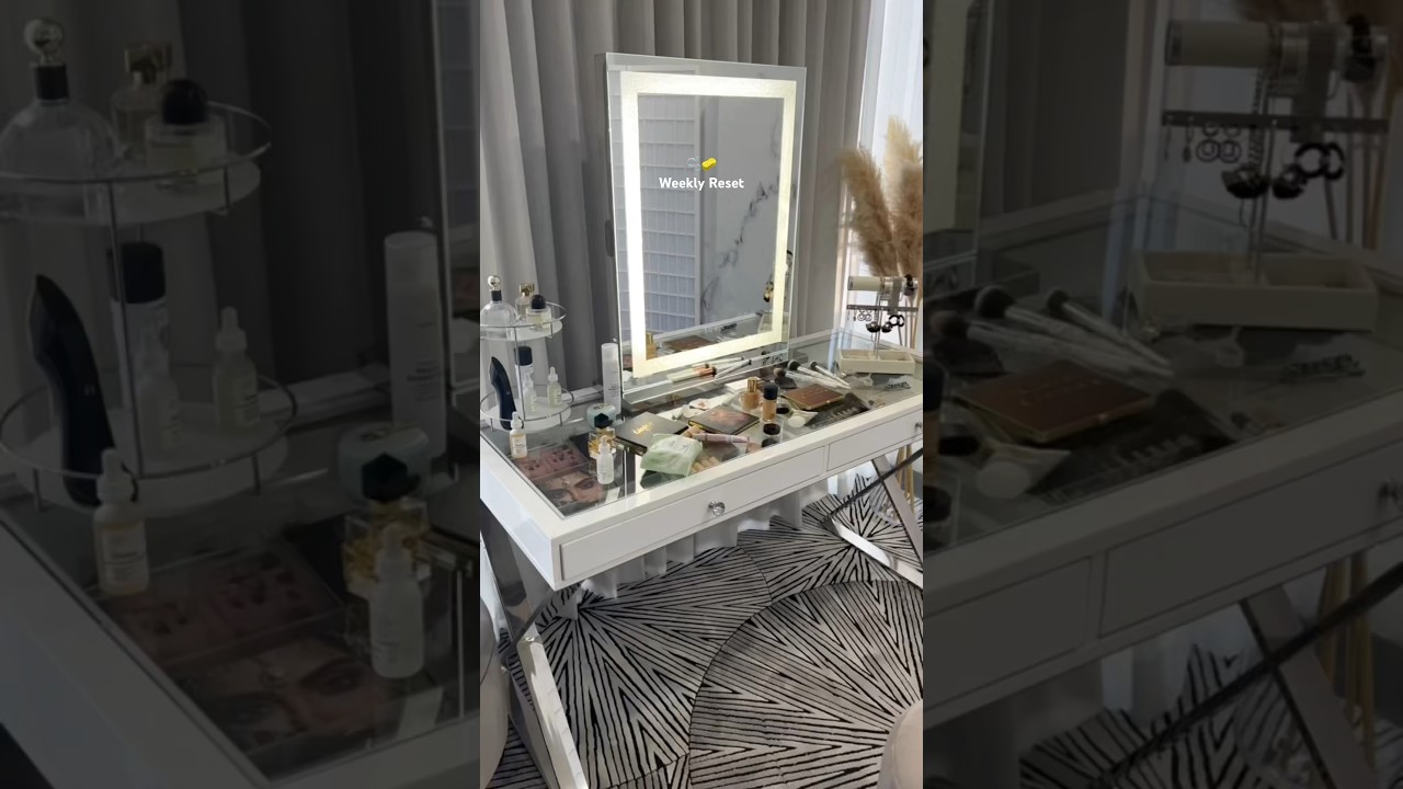 Weekly Reset Vanity Cleaning Motivation MakeupRoom Clean Makeup Organization & Storage 