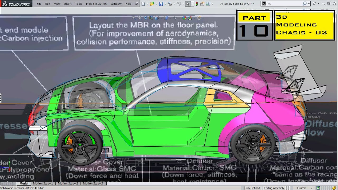 Part 10 [ Chasis - 02 ] 3D Modeling Nissan GTR - R35 using Solidworks ...