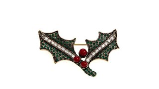 Heidi Daus Holiday Sprig Crystal Holly Pin