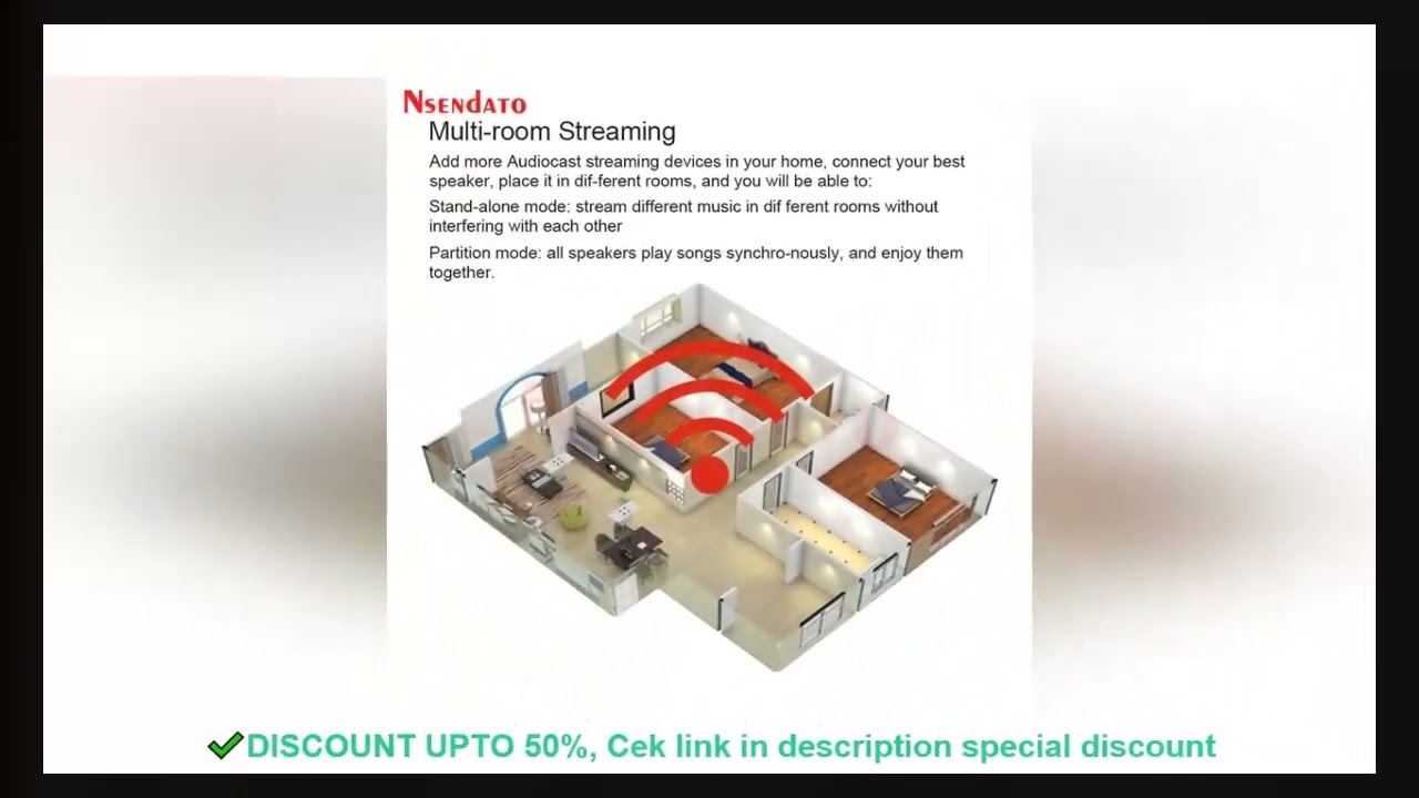 IEAST Audiocast AMP50 Wireless WiFi & BT V5.0 Amplifier Multi room Audio Music Receiver Adapter