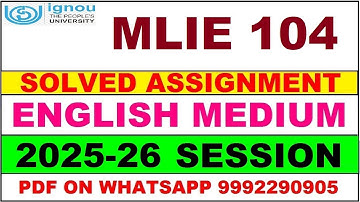 MLIE 104 solved assignment 2025-26 in English || mlie 104 solved assignment 2026 || mlie104 2025-26