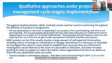 Qualitative Methods for Monitoring and Evaluation  &  Conflict Mediation as an Alternative Dispute R