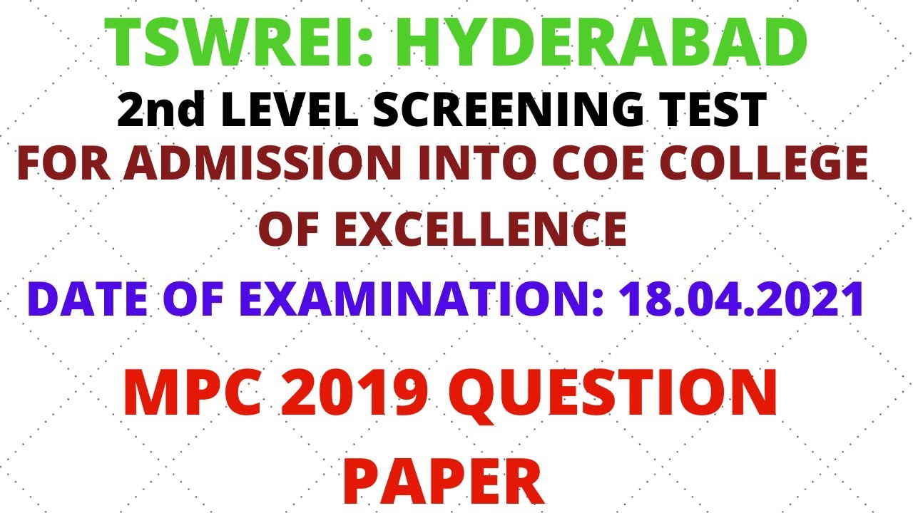 TSWREI COE MPC 2019 QUESTION PAPER - YouTube