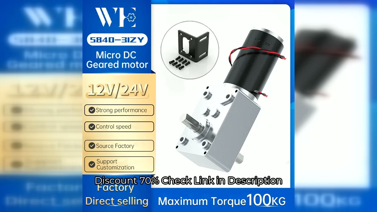 Bringsmart 5840-31zy DC 12V Volt Gear Motor Double Shaft Long 33MM Reverse Gearbox All Metal Gears 1