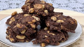 كوكيز الشوفان بالشوكلاته والفستق السوداني، طعم لا يقاوم ??Oats cookies with chocolate and peanuts