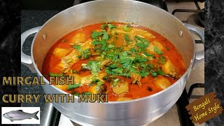 Mirgal Fish Curry with Muki - Bengali Home Style | Mirgal White Carp with Eddo Root Vegetables