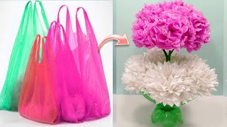 पॉलीथिन और प्लास्टिक बोतल से गुलदस्ता बनाने का तरीका /EASY POLY BAG & PLASTIC BOTTEL GULDASTA