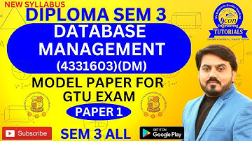 DATABASE MANAGEMENT (DM)(4331603) IMP MODEL PAPER FOR GTU EXAM || DIPLOMA SEM 3 IT IMP #gtuimp #gtu