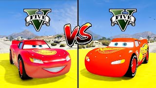 Lightning McQueen On The Road Vs Russian Lightning McQueen In GTA 5 Who Will Be The Winner?