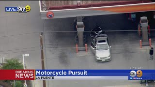 Motorcyclist Stops For Gas During High-Speed Chase