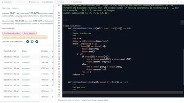 Leetcode 2422.Merge toTurn Array Into Palindrome: 3 solutions: 1.Deque; 2. 2-pointer; 3.partial sums