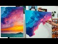 Painting Glowing Clouds with Oil / Colorful Landscape "The Fury of the Sun"
