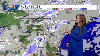 Video: Scattered snow showers, squalls possible overnight