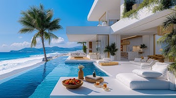 Relaxing Jazz With Beach Scene - Smooth Jazz Background On The Balcony Of A Luxury Beachfront Villa