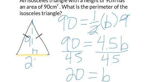 Perimeter of an isosceles triangle given area.
