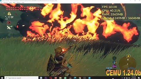 ZELDA BOTW ON CEMU 1.24.0b Vulkan on INTEL CORE i3 10100f GTX 970 PERFORMANCE TEST EXTREME SETTINGS