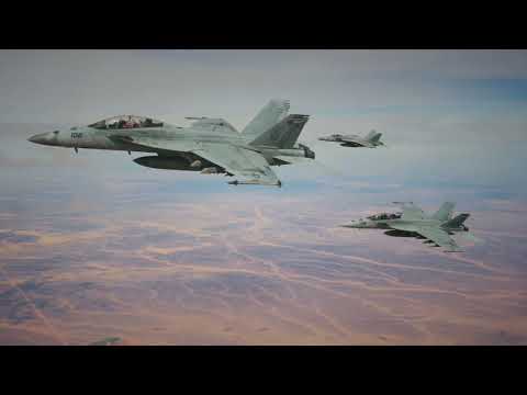 US Navy F-18 SUPER HORNETS Formation Flying over Middle East