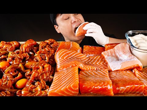 부드럽고 <strong>기름진</strong> 통연어와 연어국수 먹방~!! 리얼사운드 ASMR social eating Mukbang(Eating Show)