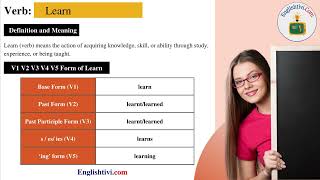 Learn V1 V2 V3 V4 V5 Base Form, Past Simple, Past Participle Form of Learn