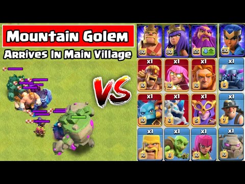 Mountain Golem Vs All Troops Clash of clans | Mountain Golem Vs Heros Clash of clans