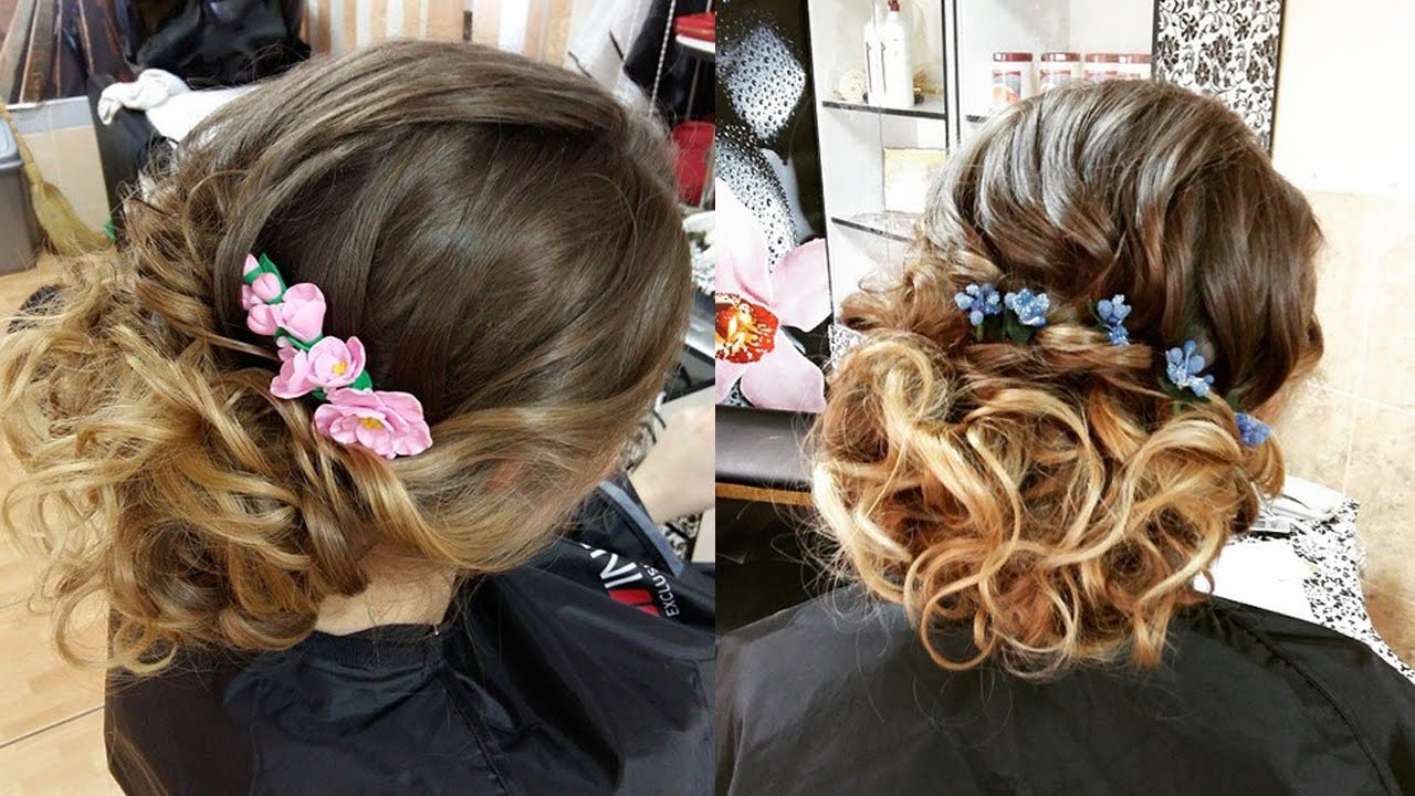 Curly wedding prom hairstyle for long hair. Свадебная прическа, прическа на выпускной