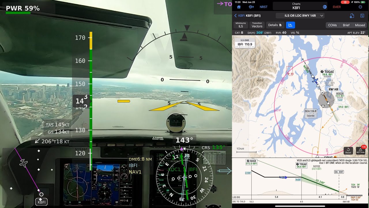 A Busy ILS at Boeing Field (KBFI)