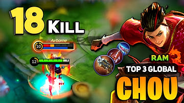 EXP LANE! Chou Best Build 2023 [ Chou Gameplay Top Global ] By Ram - Mobile Legends