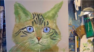 Wie man eine Katze malen kann Acryl Farben