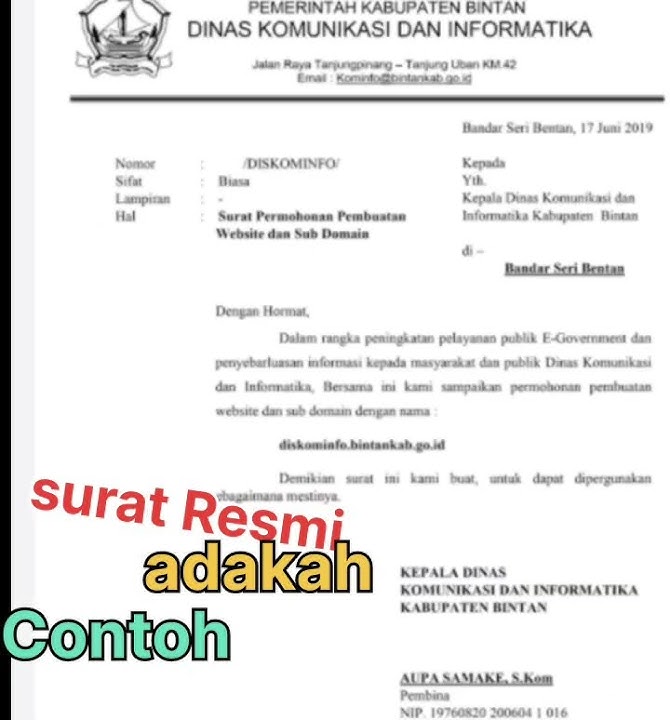 Contoh Surat Resmi adalah