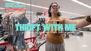 🩵Don't tell me thrift god isn't real: thrift w me + haul! y2k denim, home decor, baking, gardening!