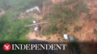 Drone footage captures devastation caused by deadly landslide in Brazil
