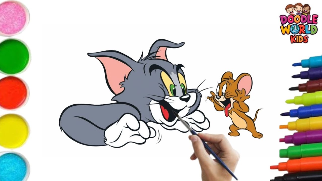Как нарисовать забавных Тома и Джерри 😹🐭 | Простой и милый мультяшный рисунок для детей