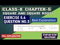 Class 8 Maths EX 5.4 Q3 | Square &amp; Square Roots | Easy Explanation