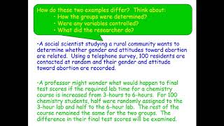 Statistical Studies: Observation and Experimentation Video