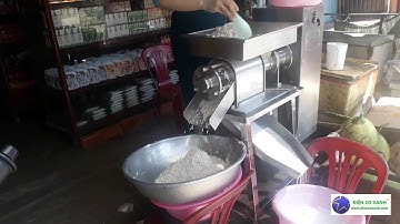 Máy vắt nước cốt dừa khô vừa đẹp vừa hiệu quả, máy vắt lấy được 750 - 800 gram/kg dừa 0984467870