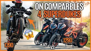 KTM 1390 vs 3 SUPERDUKE 1290 😱 COMPARATIF POUR LES 10 ANS DE LA SUPERDUKE 🏍