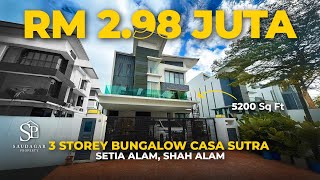 BUNGALOW 3 TINGKAT SETIA ALAM – Siap Lift, Fully Reno, Freehold \u0026 Gated!