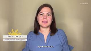 MENSAHE NG PAG-IINGAT MULA KAY VP SARA DUTERTE