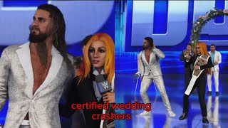 WWE 2K24 MY RISE | Becky Lynch & Seth Rollins moments- Brollins crash a wedding 🤣