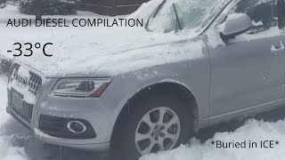 Full Audi extreme DIESEL cold start compilation (-33*C and more), TDI engines