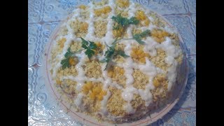 Салат слоеный с ананасом и курицей, очень вкусный Салат слоеный с ананасом и курицей, очень вкусный