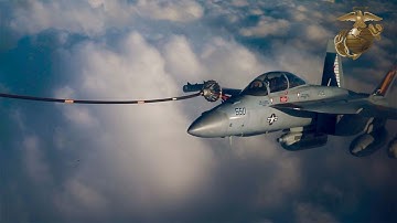 U.S. Marines conduct aerial refueling near Kadena Air Base, Okinawa, Japan