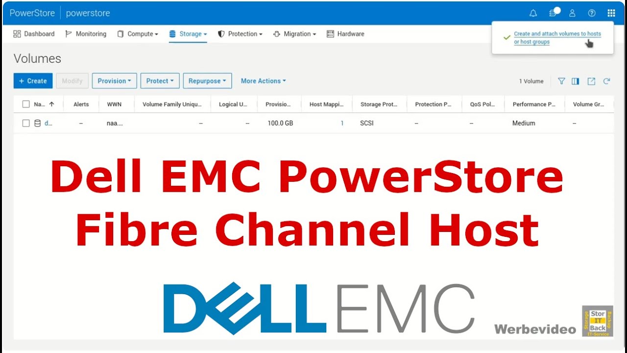 Dell EMC PowerStore Fibre Channel Host einbinden - YouTube