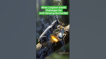 When Longhorn Beetle Challenges the Acid-Spraying Bombardier 😱😱