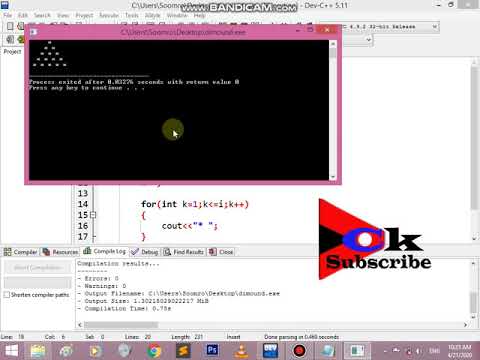 Diamond Shape in C/C++ 2.9 Using for loop. Diamond shape#cpp #cplusplusprogramming #cprogramming
