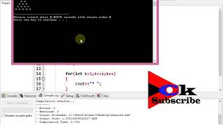 Diamond Shape in C/C++ 2.9 Using for loop. Diamond shape#cpp #cplusplusprogramming #cprogramming