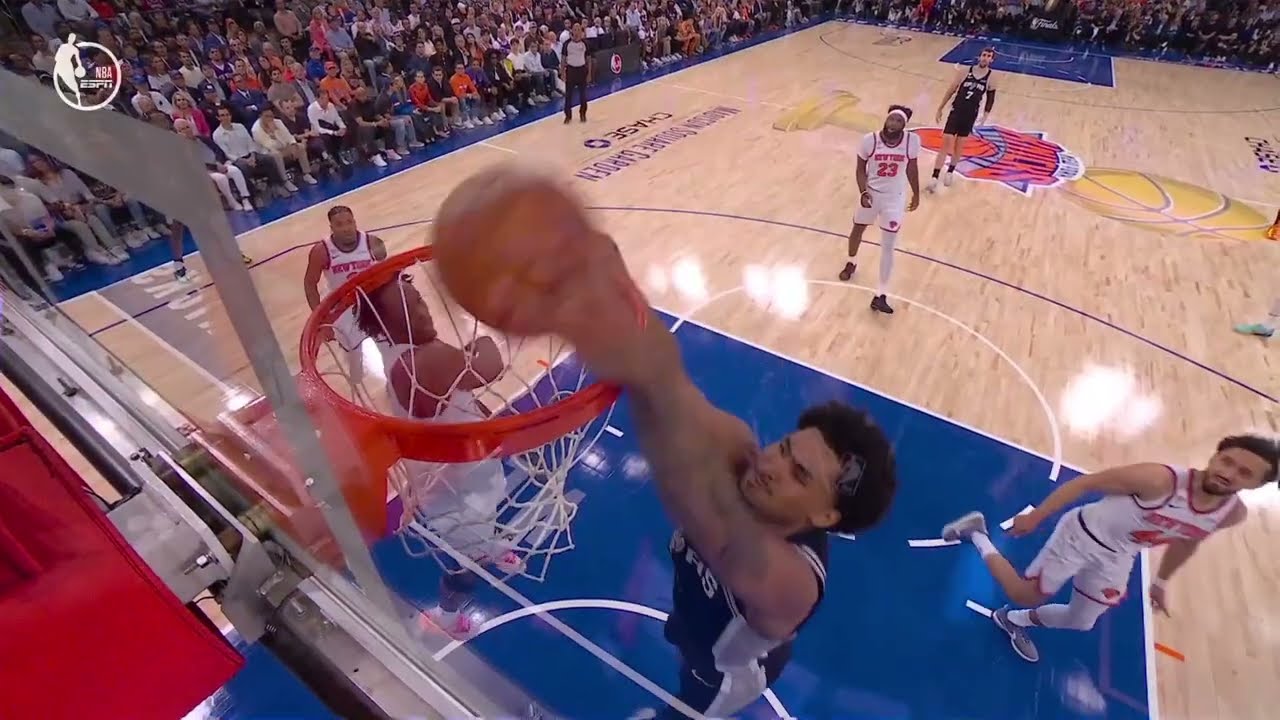 Dylan Harper dunks it on OG Anunoby in Game 3 of the 2026 NBA 