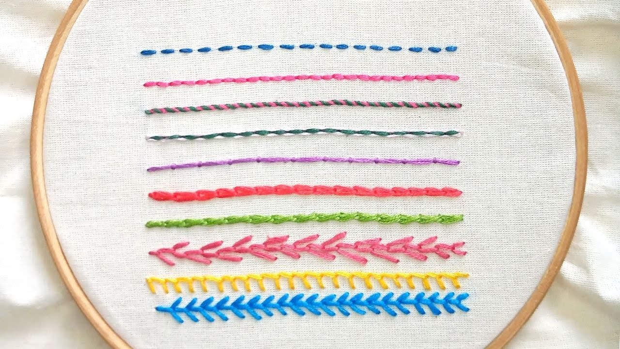 10 pontos básicos de bordado a mão 🌹 10 basic stitches embroidery for beginners