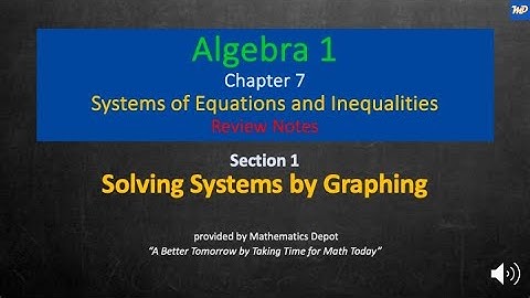 Algebra 1 7 1 Solving Systems by Graphing