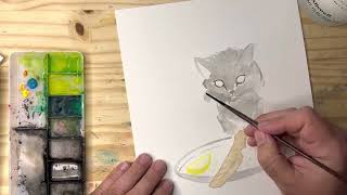 Redditor’s cat brings a leaf to his human! Watercolor painting a cat in 15 minutes! by Lucas Farrar 30 views 1 year ago 15 minutes